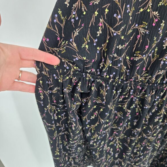 Ava & viv womens 4x black floral dress balloon sleeves elastic waist v neck - Picture 5 of 10